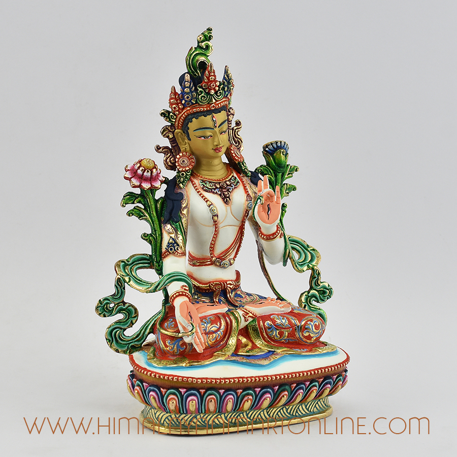 Painted White Tara Statue