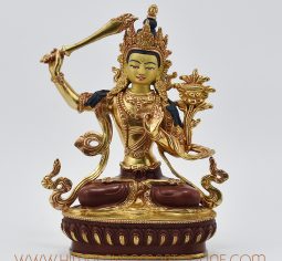 Gold Inlaid Manjushri Statue