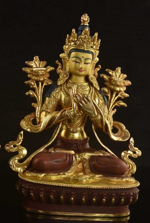 9" White Manjushir Statues