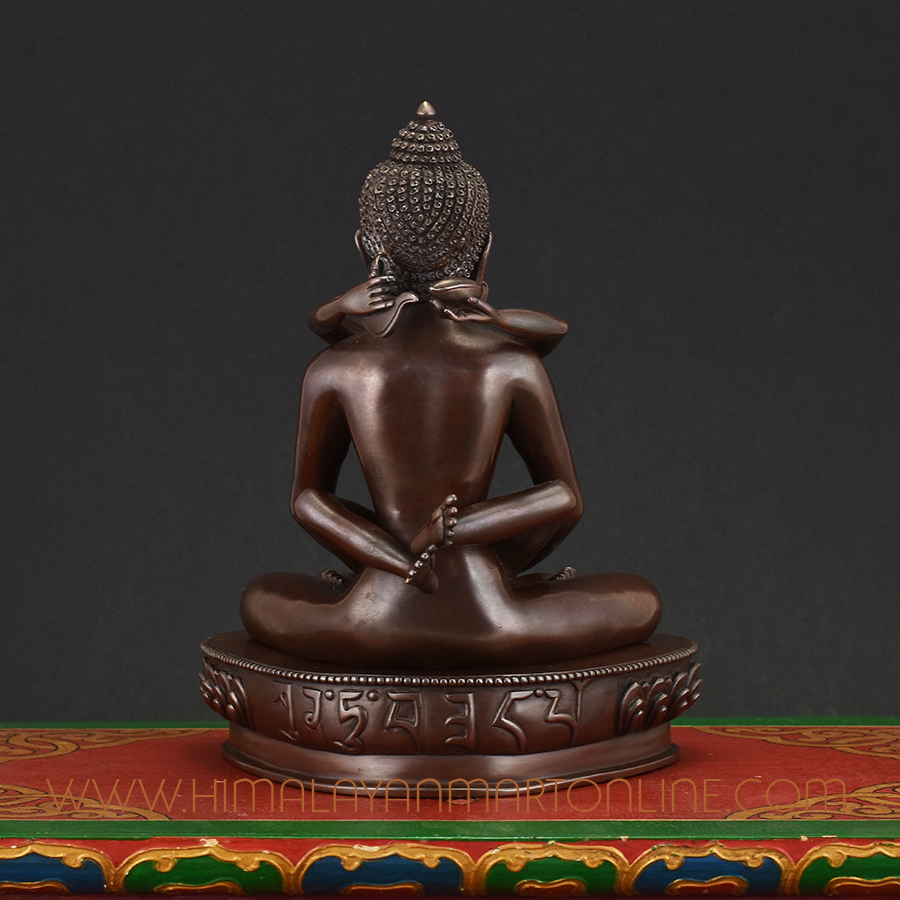 Back view of Buddha Samantabhadra Statue handcrafted in Nepal, showing detailed carvings and fine finishing.