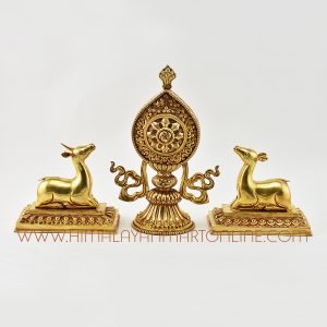 Buddhist Dharma Wheel and Pair of Deer