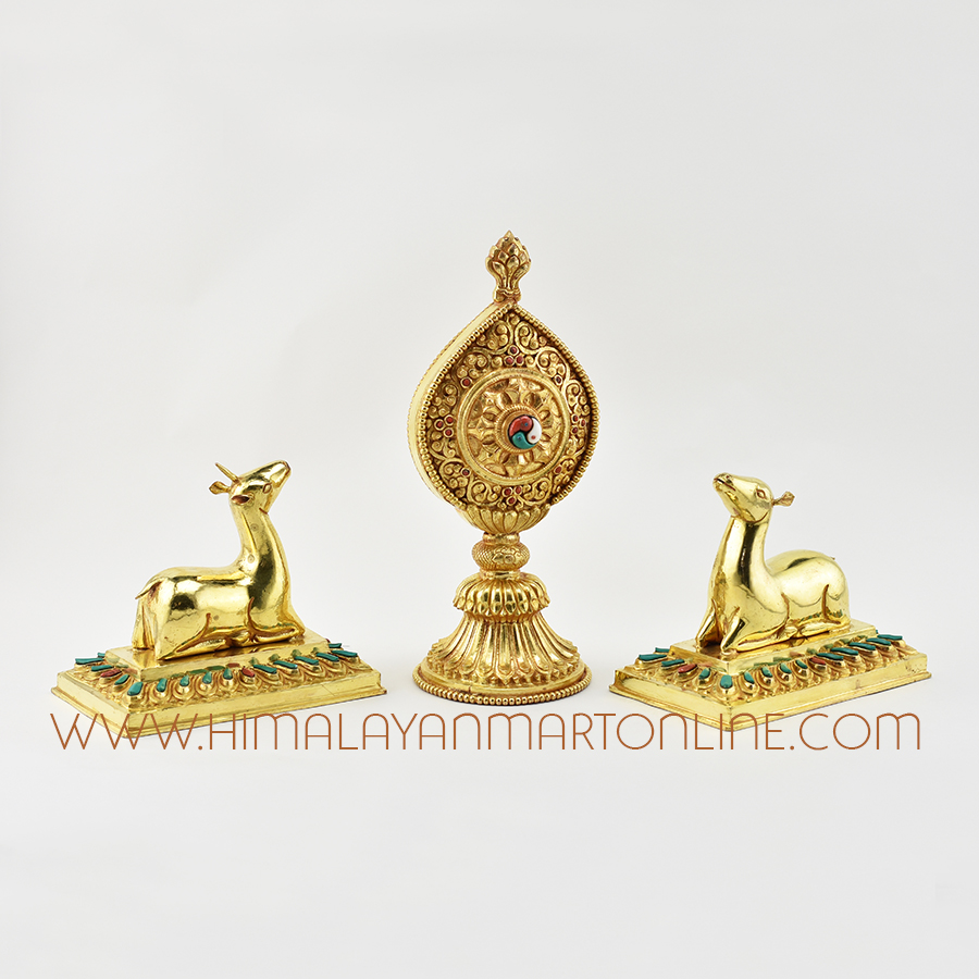 Dharma Wheel and Pair of Deer
