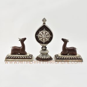 Shrine Dharma Wheel and Pair of Deer