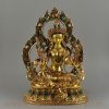Gold Inlaid Green Tara / Dholma Copper Statue