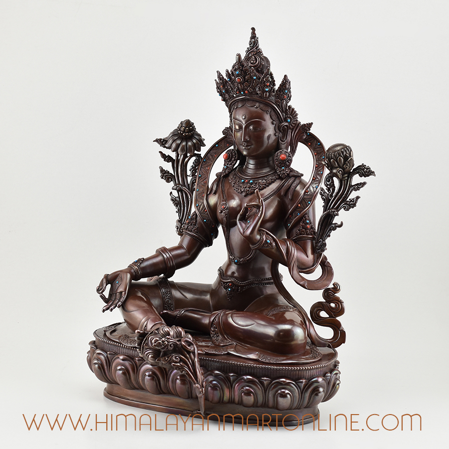 Oxidized Green Tara Statue