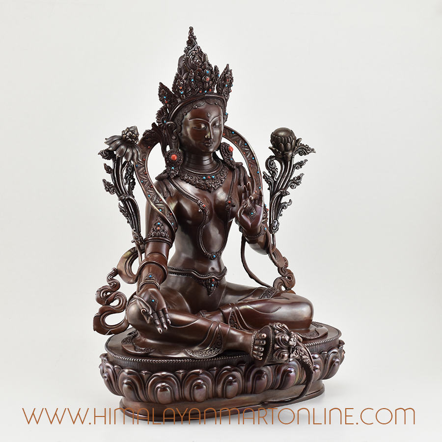 Oxidized Green Tara Statue
