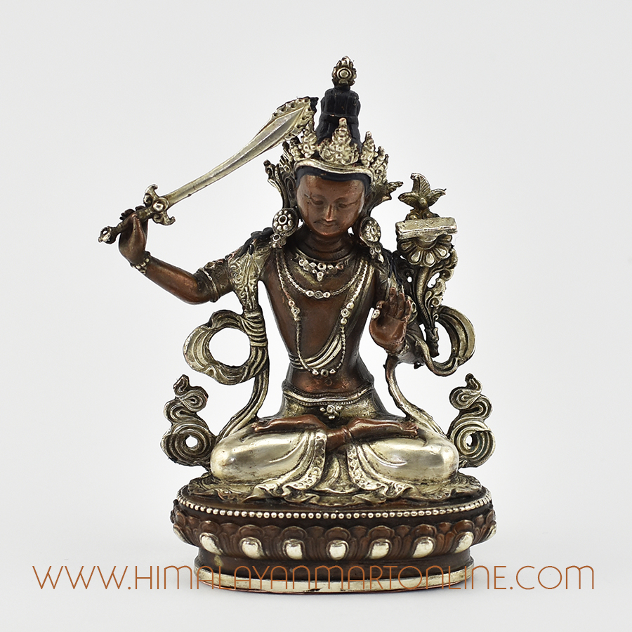 Silver Plated Manjushri Statue