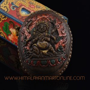 Black Mahakala Carved Resin Kapala