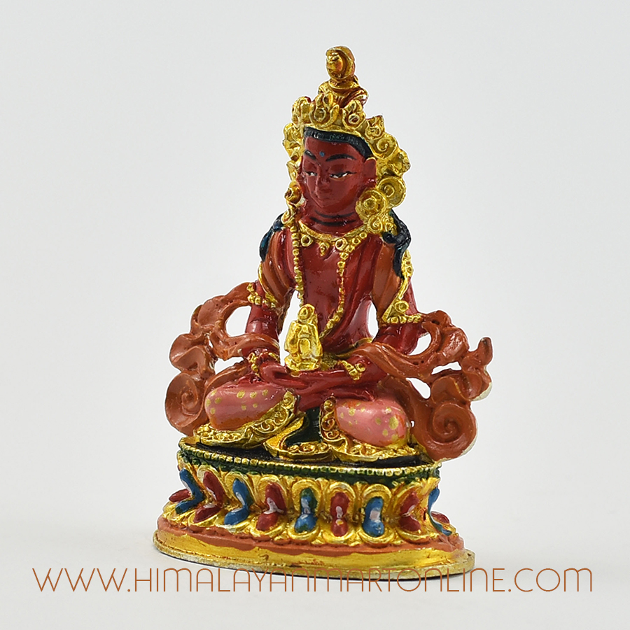 Hand-Painted Amitayus Statue Left Detail