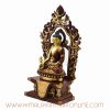 Medicine Buddha on Throne Statue Left Detail