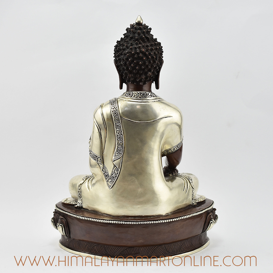 Shakyamuni Buddha Statue Silver-Plated Back Detail