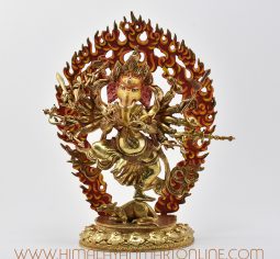 Gold-Gilded Dancing Ganesha Statue