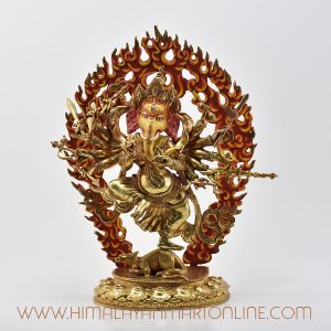 Gold-Gilded Dancing Ganesha Statue
