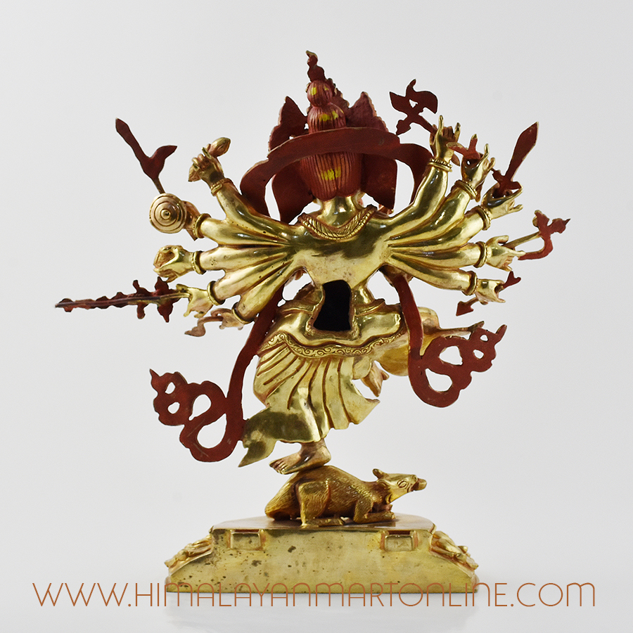 Gold-Gilded Dancing Ganesha Statue Back without Frame Detail
