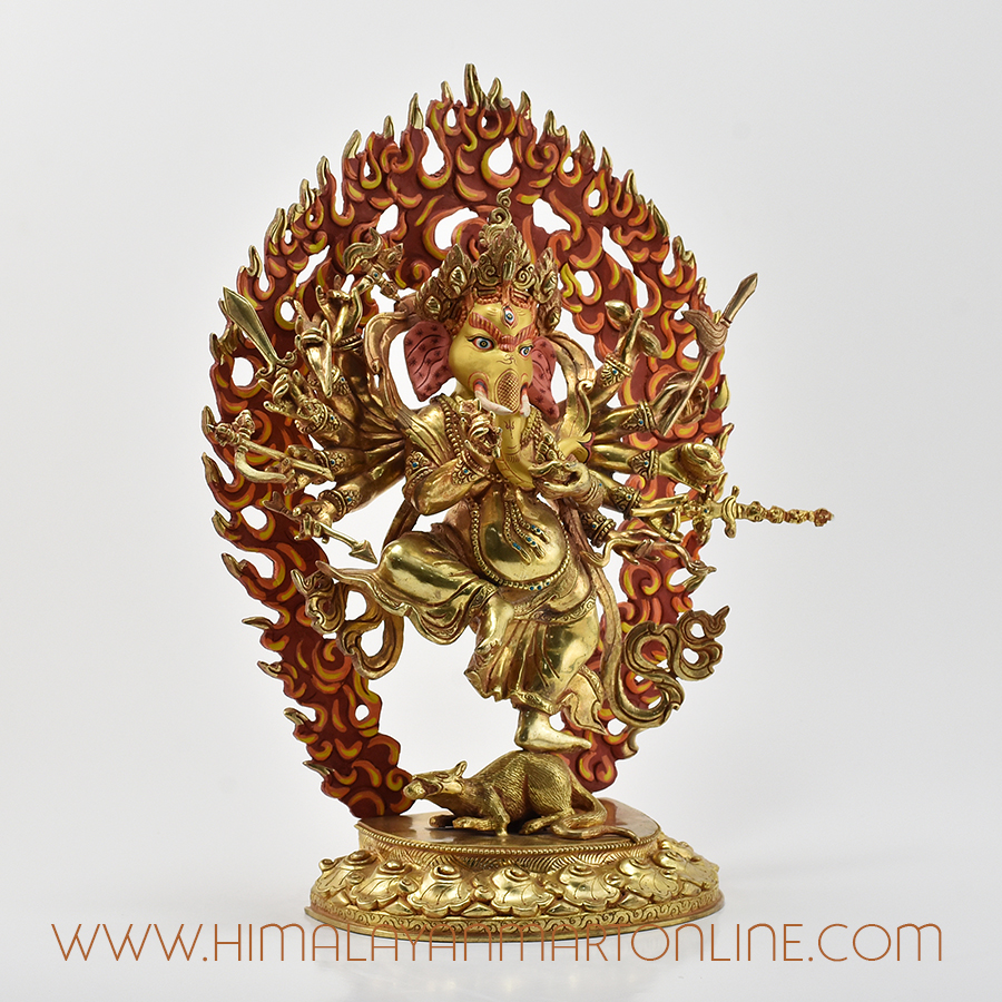 Gold-Gilded Dancing Ganesha Statue Right Detail