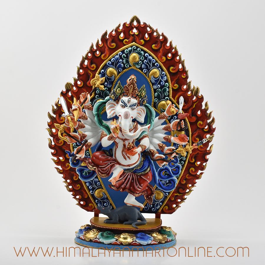 Hand-Painted Dancing Ganesha Statue