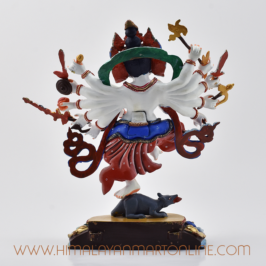 Hand-Painted Dancing Ganesha Statue Back without Frame Detail
