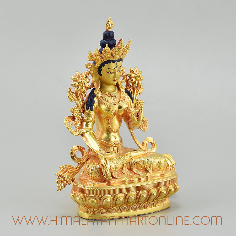 Handcrafted White-Tara Statue Right Detail