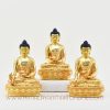 Front view of handcrafted 3 Buddhas Statue Set featuring Amitabha, Medicine, and Shakyamuni Buddhas.
