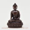 Front view of handcrafted Shakyamuni Buddha Figurine in oxidized copper