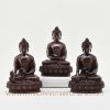 Front view of the handcrafted Three Buddha Figures Collection featuring Amitabha, Medicine, and Shakyamuni Buddhas.