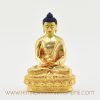 Hand-carved Tibetan Amitabha Buddha sculpture in copper with gold plating — front view