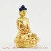 Right side of hand-carved Tibetan Amitabha Buddha sculpture, copper with gold plating