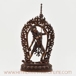 Handcrafted Tibetan Vajrayogini Statue with oxidized copper finish, front view