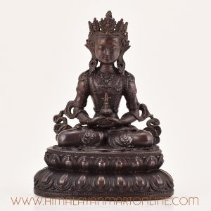 Handcrafted Amitayus statue for sale, Tibetan Buddhist meditation sculpture depicting the Buddha of Infinite Life in serene seated posture