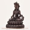 Left side view of Amitayus statue for sale, Tibetan Buddhist meditation sculpture showcasing intricate hand-carved details