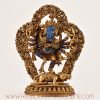Lapis inlay Ganesh statue with coral accents, Hindu Buddhist spiritual icon