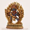 Lapis inlay Hayagriva statue on a Tibetan Buddhist altar, front view.