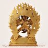 Back view of a lapis inlay Hayagriva statue on a Tibetan Buddhist altar.