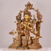 Maitreya Buddha Throne Statue – Left Side View with Symbolic Offerings