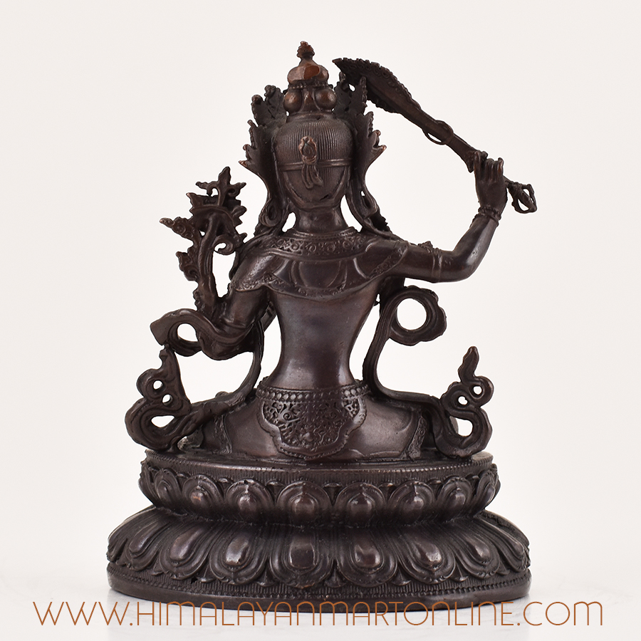 Back view of Manjushri Statue for Sale – Tibetan Buddhist Sculpture for Altar
