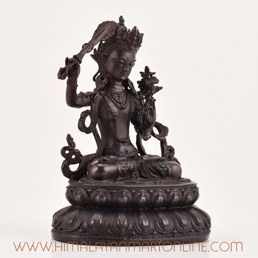 Right side view of Manjushri Statue for Sale – Tibetan Buddhist Meditation Sculpture