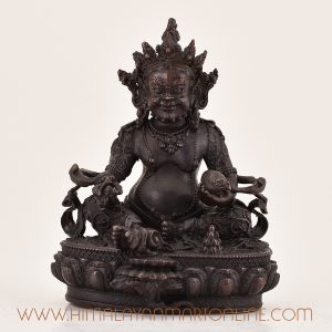 Front view of Yellow Dzambhala Statue for Sale – Handcrafted Tibetan Buddhist Wealth Deity