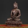 Left side view of Amitabha Buddha Idol handmade in Nepal with detailed lotus base and symbolic posture.