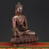 Right side view of Medicine Buddha Idol showing detailed robe carving and healing bowl in lap.