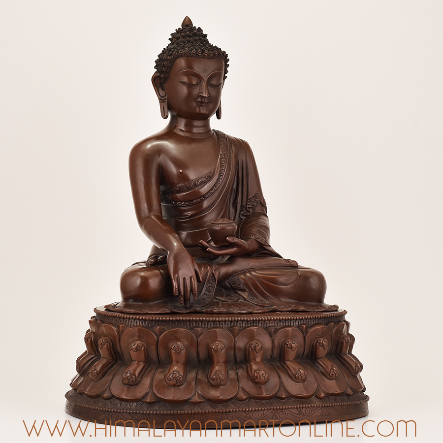 Right side view of handcrafted Online Shakyamuni Buddha statue from Nepal