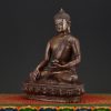 Left view of Shakyamuni Buddha Idol handcrafted in Nepal with lotus base and calm meditative presence.