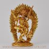 Simha Mukha Yogini Statue on altar, front view, gold-plated copper alloy