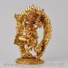 Simha Mukha Yogini Statue on altar, left side view, gold-plated finish